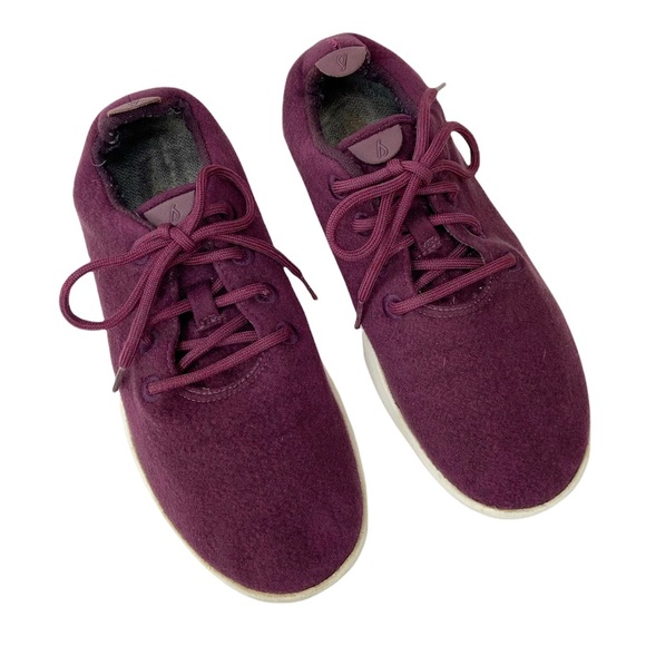 Allbirds Men’s Wool Runners Size M10 D520 Burgundy/White Renewable Materials - Picture 3 of 13